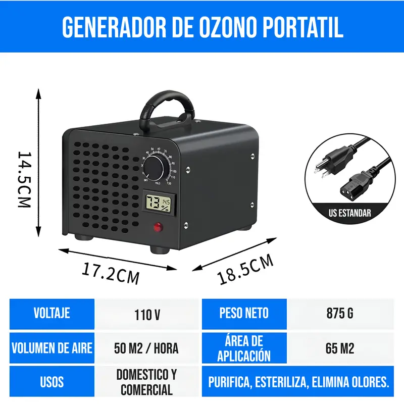 Portable 110V Ozone Generator – Compact Air Purifier And Odor Eliminator For Homes And Vehicles 1