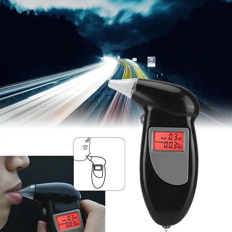 Portable Digital Breathalyzer – Lcd Alcohol Tester With Intoxication Alert & 5 Disposable Mouthpieces 1