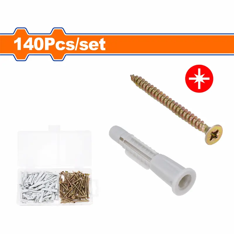 Pozidriv Particleboard Screws (4×50 Mm) With Plastic Anchors – Galvanized, 140-Piece Set 1