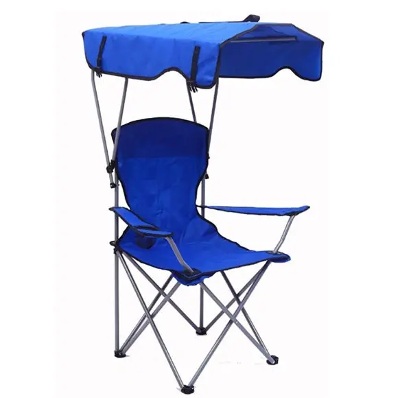 Premium Blue Foldable Chair With Canopy – 50 × 50 × 90/120 Cm + Cup Holder 1