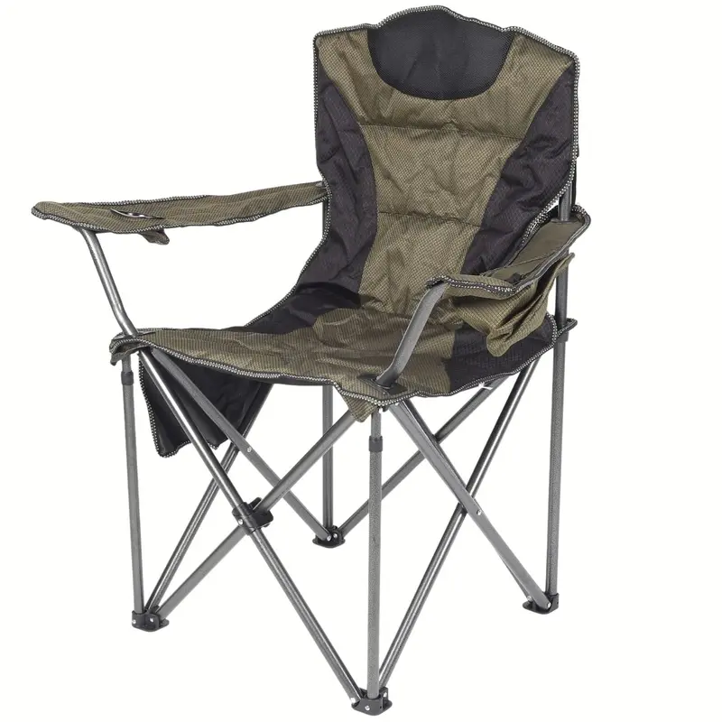 Premium Green Folding Camping Chair – Reinforced Ergonomic Design With Cup Holder, Pockets, And 100 Kg Capacity 1