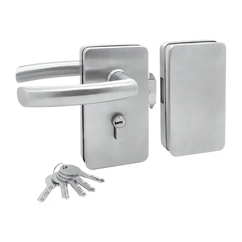 Premium Left-Hand Glass Door Lock Featuring Keys, Lever Handle, And Internal Bolt – Compatible With 8–12 Mm Glass – Polished Finish 1