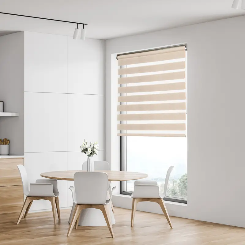 Professional Dual-Layer Eclipse Roller Blind – Beige, Light-Modulating Fabric, Inspire Grade 1