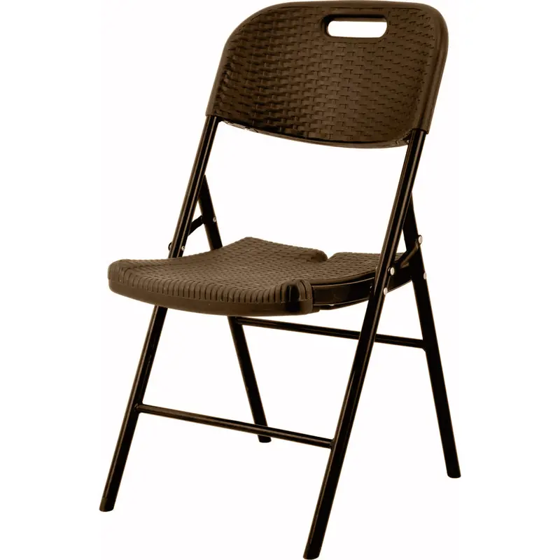Rattan-Style Folding Plastic Chair – 83×46×H57 Cm, Powder-Coated Steel Frame 1