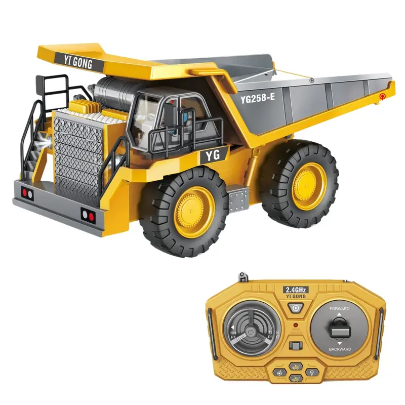 Realistic-Tipping Remote-Controlled Dump Truck Toy With Led Lights For Kids 1