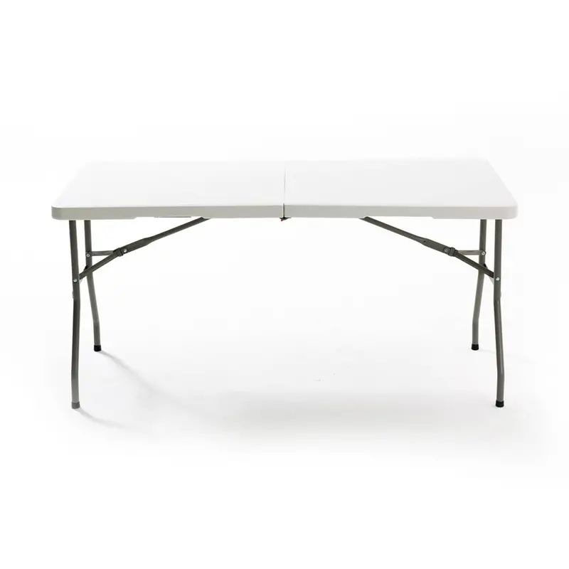 Rectangular Folding Plastic Table – 6 Ft × 2 Ft (180×74 Cm), Hdpe Top, Powder-Coated Steel Frame 1