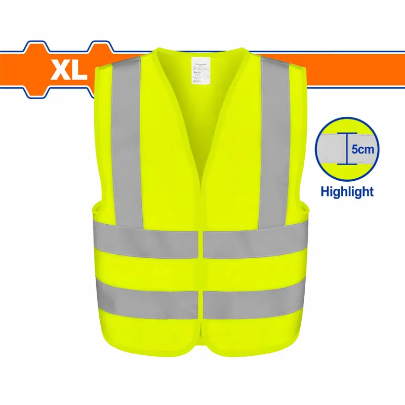 Reflective Safety Vest – Yellow Polyester, 5 Cm Wide Reflective Tape, Xl Size 1
