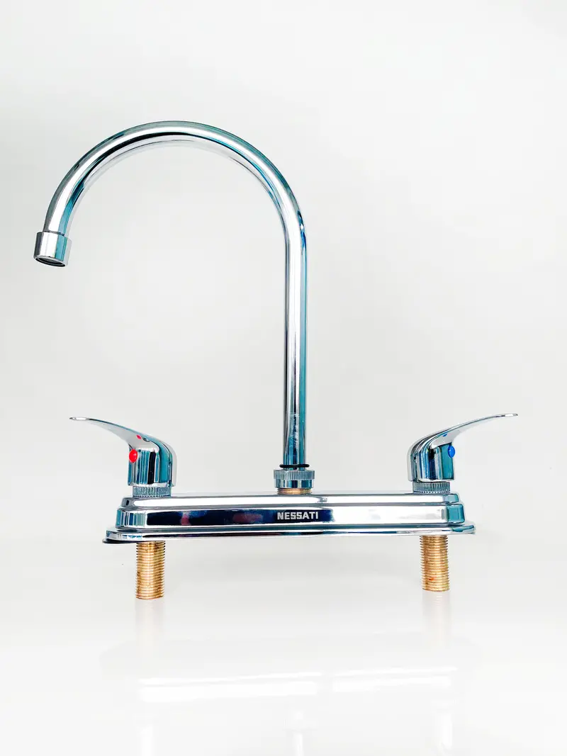 Rigid 8-Inch Kitchen Prep Faucet – Dual-Spout Mixer With Handles, Nessati 1