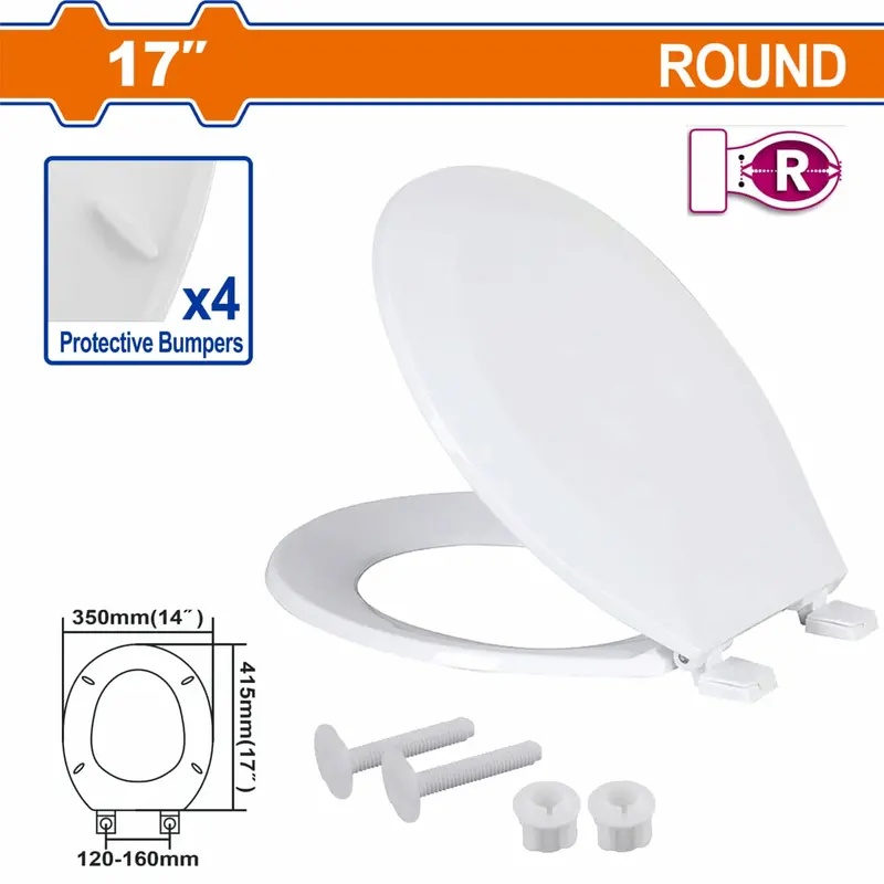 Round Toilet Seat Cover – 17-Inch White Lid With Mounting Hardware Included 1