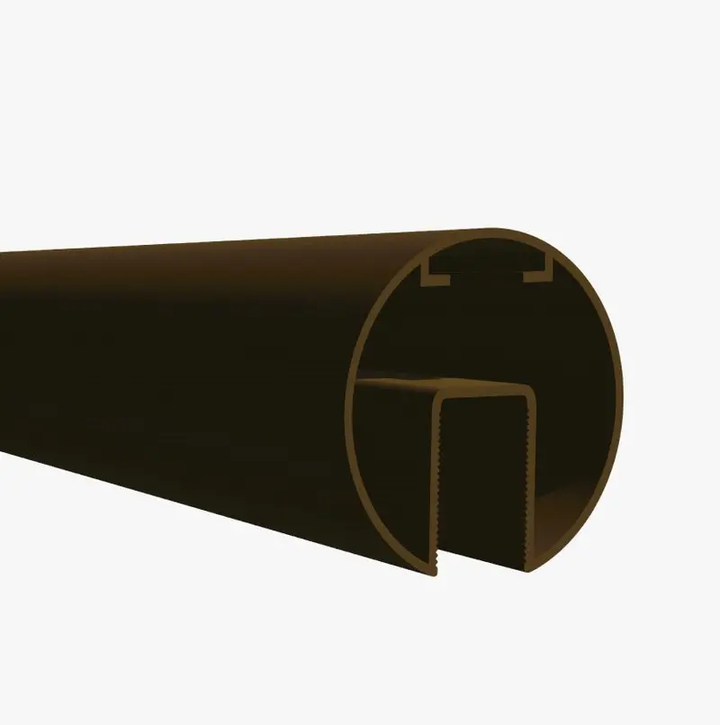 Rounded Handrail Tube – 63.5 Mm Diameter, 5.85 M Length, Grooved Aluminum, Bronze Anodized 1