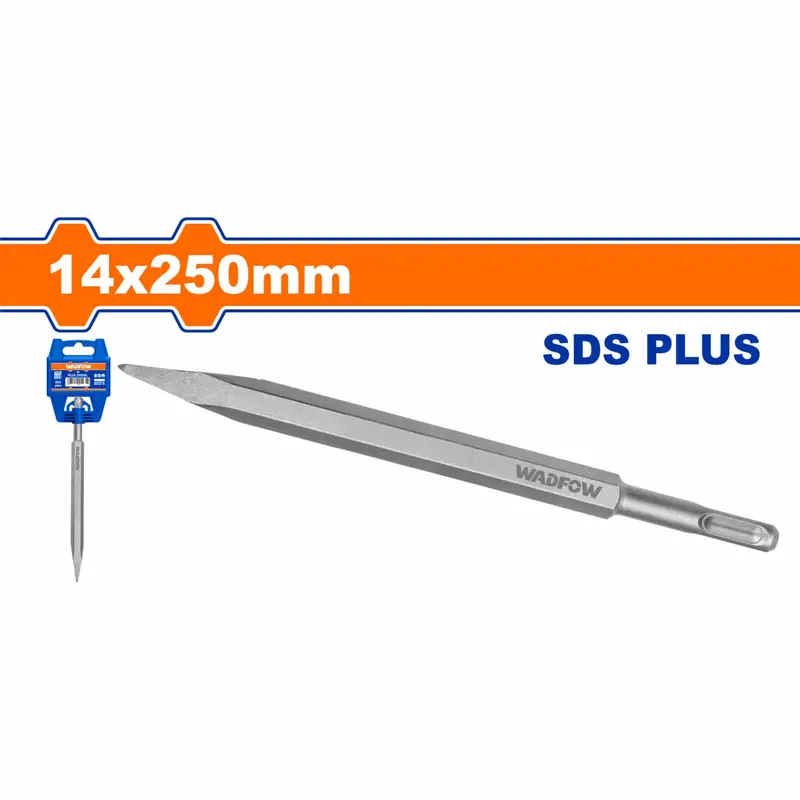 Sds-Plus Pointed Chisel (14 × 250Mm) – Chrome-Vanadium, Sandblasted Finish 1