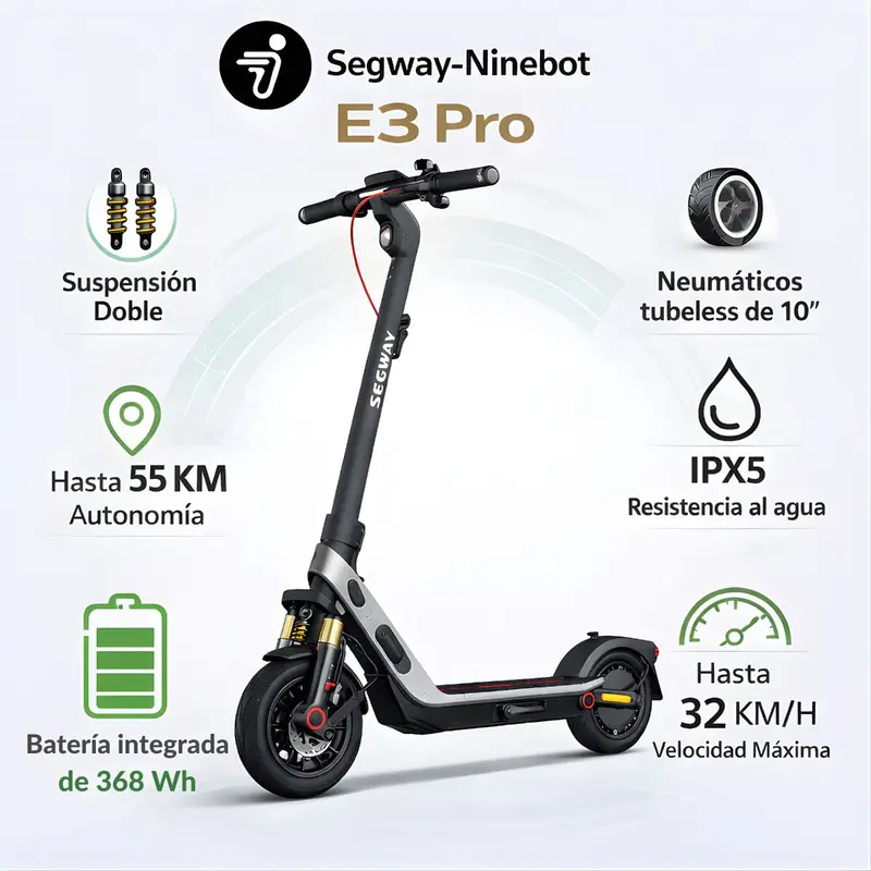 Segway Ninebot E3 Pro Electric Scooter – Up To 55Km Range, High-Performance Urban Commuter 1