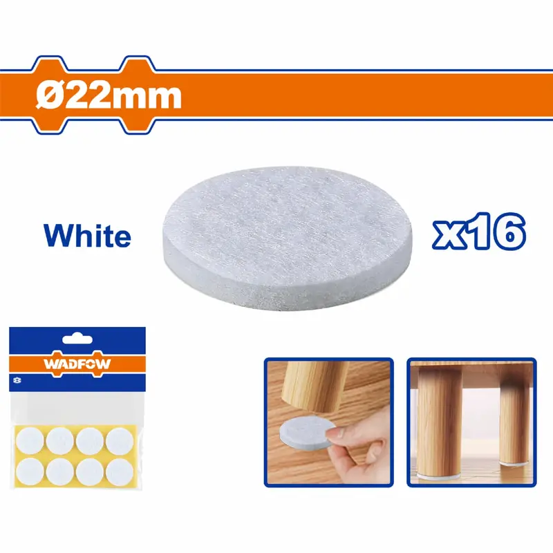 Self-Adhesive Felt Pads – 16-Piece White Round Set, 22 Mm Diameter, 3 Mm Thickness 1