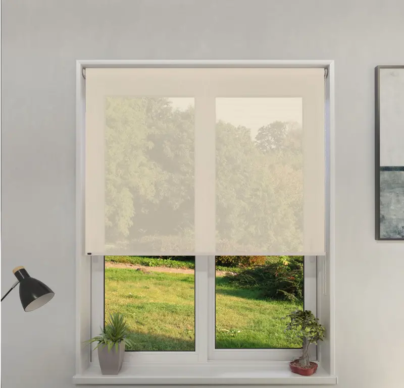 Semi-Blackout Roller Shade – White Sun-Screen Fabric, Light-Diffusing, Sloop Inspire Series 1
