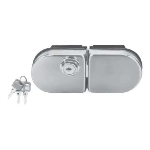 Semicircular Double-Door Lock With Strike Plate – Compatible With 8–12 Mm Glass, Satin Finish 1