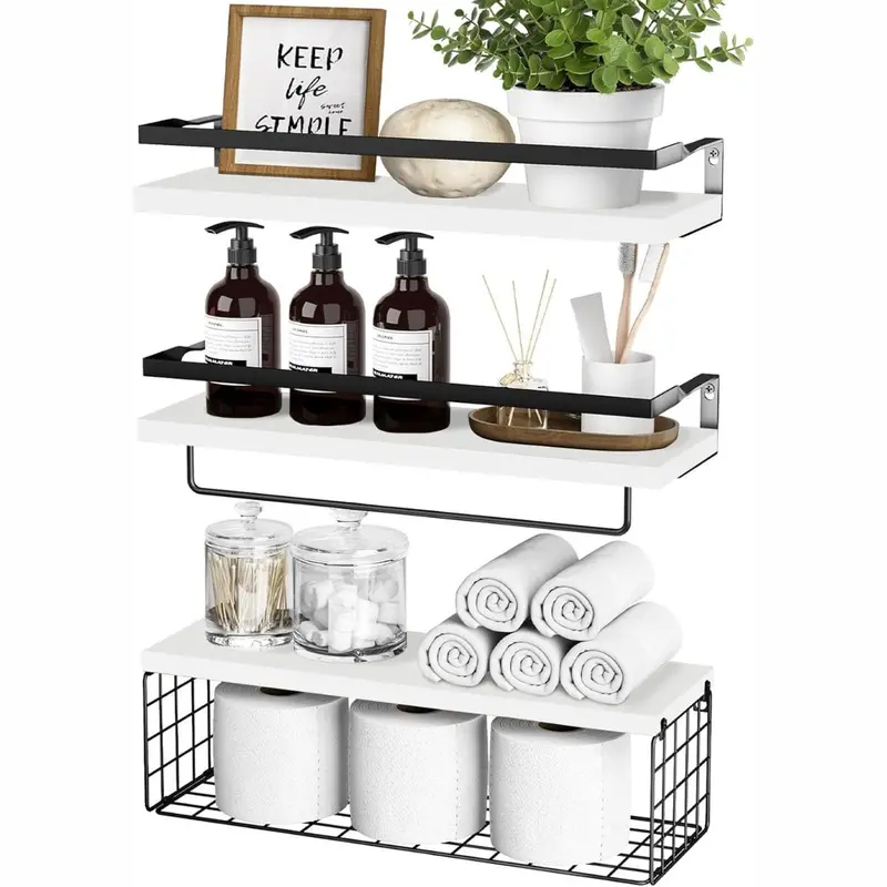 Set Of 3 Floating Wall Shelves – Matte White Modern Floating Ledgers 1