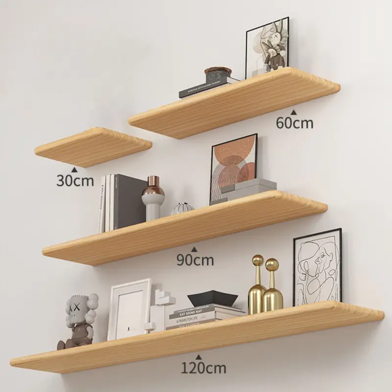 Set Of 4 Walnut-Finish Floating Shelves – 20 Cm Wide Wall-Mounted Ledgers 1