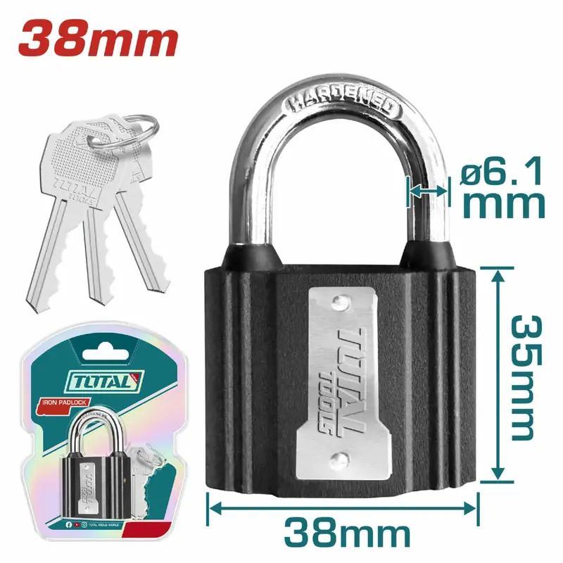 Short Laminated Padlock – 38Mm Shackle, Brass Cylinder, Rubber-Coated Body, Includes 3 Keys 1