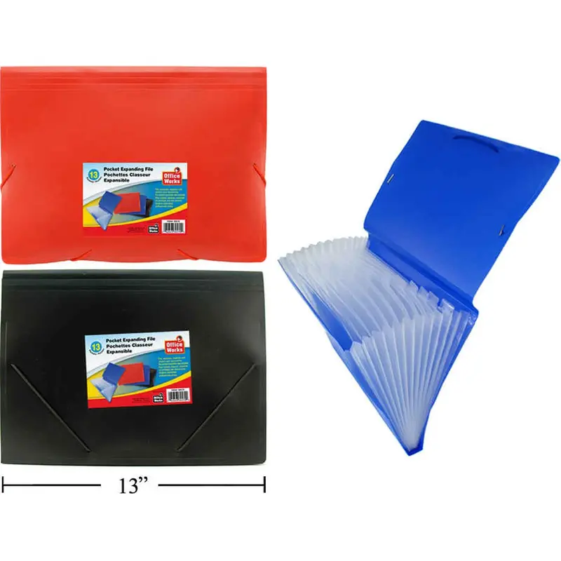 Single 13-Slot Document Organizer Folder – 13" × 9.5" (Assorted Colors) 1