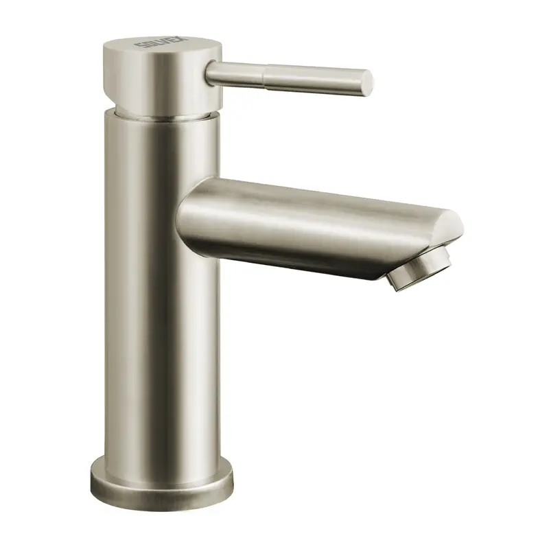 Single-Handle Brushed-Finish Bathroom Faucet – Stainless Steel Spout With Hot/Cold Mixing 2