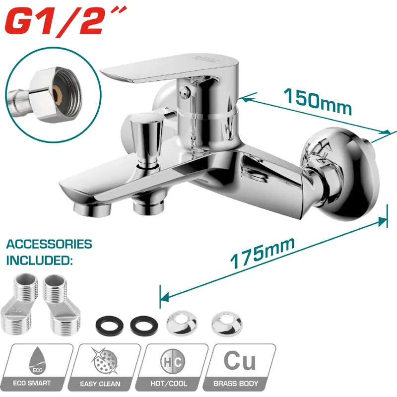 Single-Handle Shower And Bathtub Mixer Faucet (178 × 175 × 103 Mm) 1