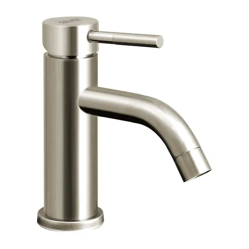 Single-Hole Brushed Stainless Steel Bathroom Faucet – Cold & Hot Water Mixer For Vanity Sinks 2
