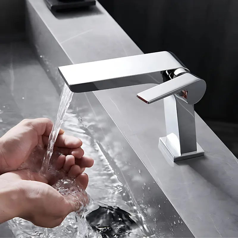 Single-Hole Chrome Bathroom Faucet – Modern Basin Mixer Tap With Lever Handle 1