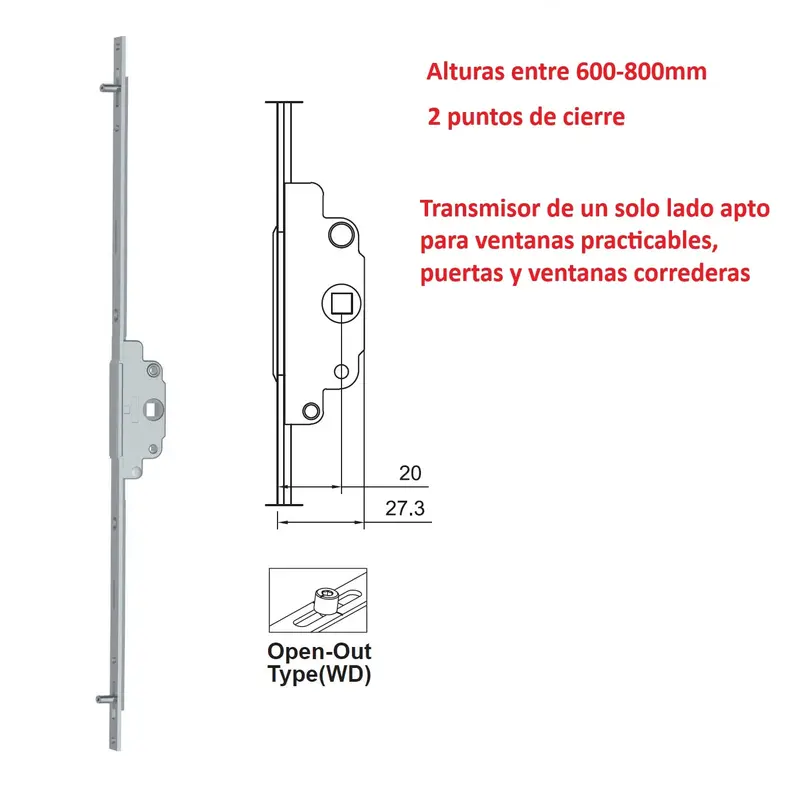 Single-Sided Transmission Bar For Upvc And Aluminum Casement & Sliding Windows (Max Height: 600–800 Mm) 1