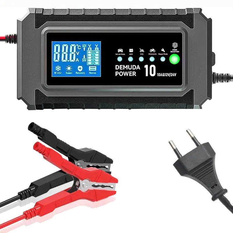 Smart 10A Dual-Voltage Charger – 12V/24V Automatic Battery Maintainer & Fast Recharger 1
