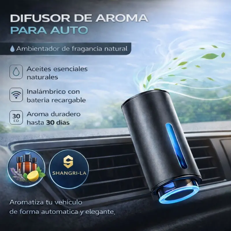 Smart Auto Aromatherapy Diffuser With Usb-C Rechargeable Mist – Metallic Body, 3 Fragrance Intensity Levels + 3 Shangri-La Essential Oils 1