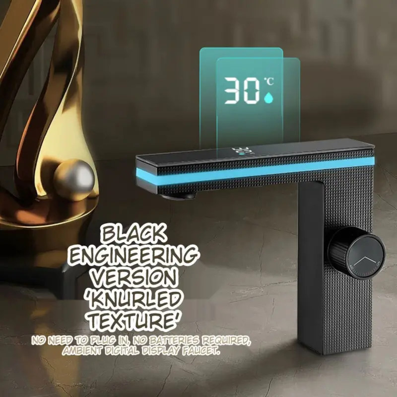Smart Led Digital Faucet – Touchless Temperature-Display Basin Tap With Hot/Cold Mixing (No Battery Or Outlet Required) 1