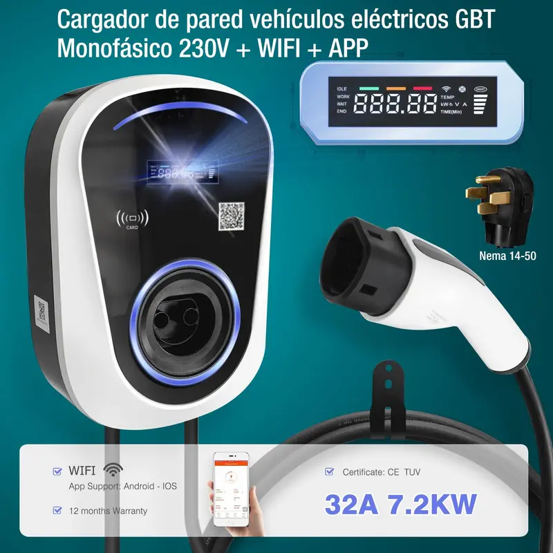 Smart Level 2 Ev Wall Charger – Gbt Standard, 7.2 Kw, 32A, 230V Single-Phase, Wi-Fi & App Control (Duosida) 1