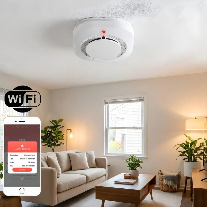 Smart Wifi Smoke Detector – App-Controlled Fire Alarm Compatible With Tuya, 80 Db Alert, Battery-Powered (Batteries Not Included) 1