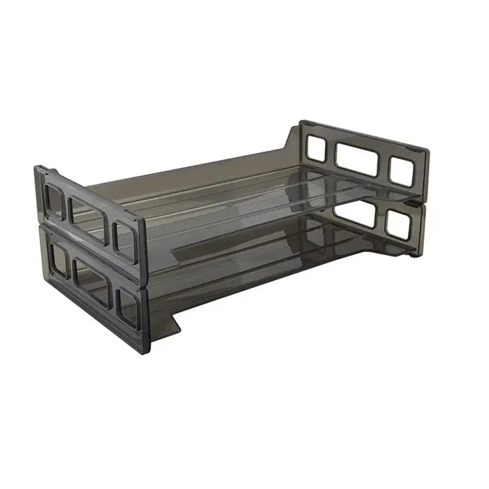 Smoked Plastic Legal-Size Desktop Trays – Stackable Organizer 1