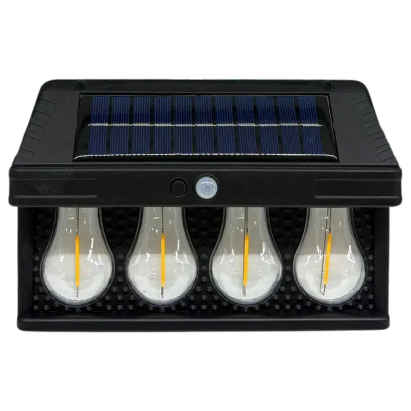 Solar-Powered Wall-Mounted Led Lamp With Motion Sensor – 4-Bulb 5.5V/4W Outdoor Light, 10-Hour Runtime 1