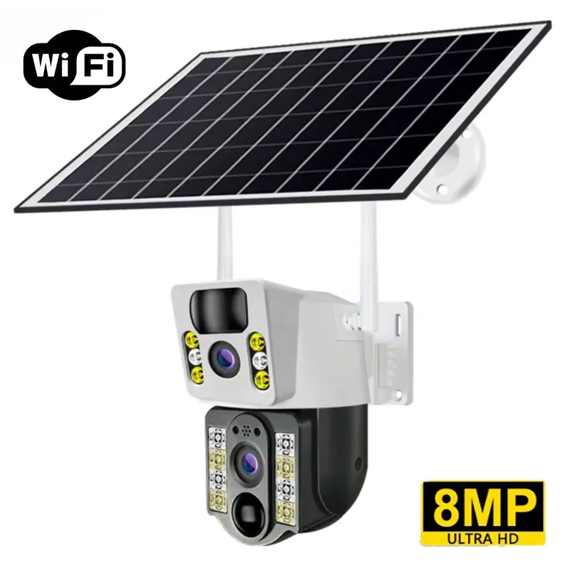 Solar-Powered Wi-Fi Security Camera – Dual 8Mp Lens, Weatherproof Outdoor Surveillance With Solar Panel 1