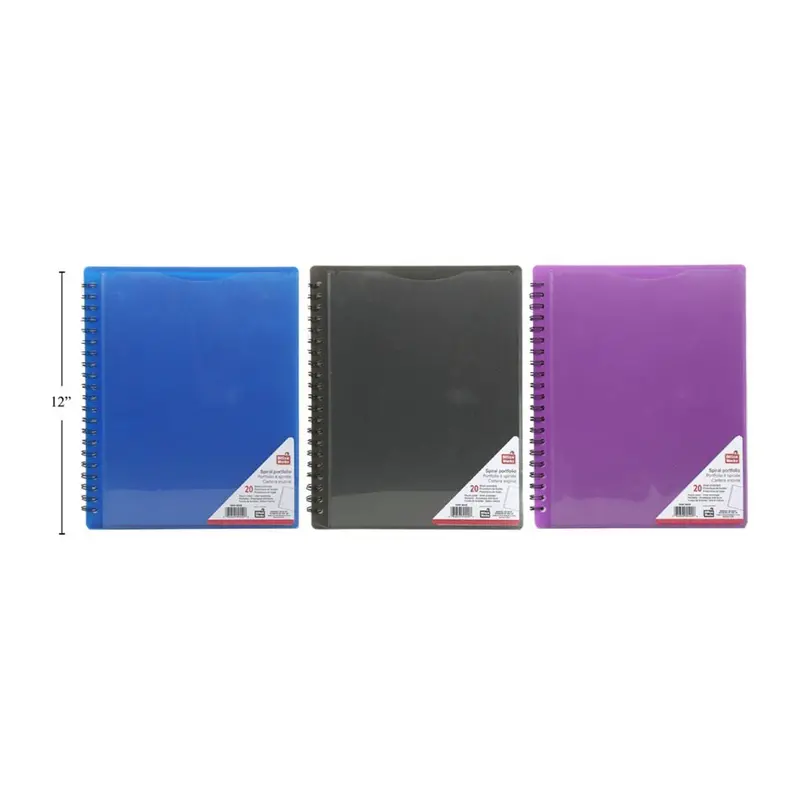 Spiral Portfolio With 20 Pockets – 8.5" X 11" (Single Unit, Assorted Colors) 1