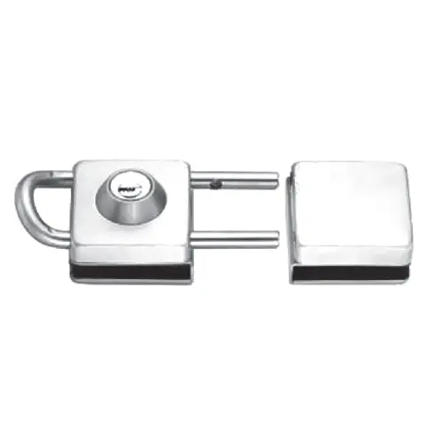 Square Double-Door Lock With Strike Plate – Fits 8–12 Mm Glass, Satin Finish 1