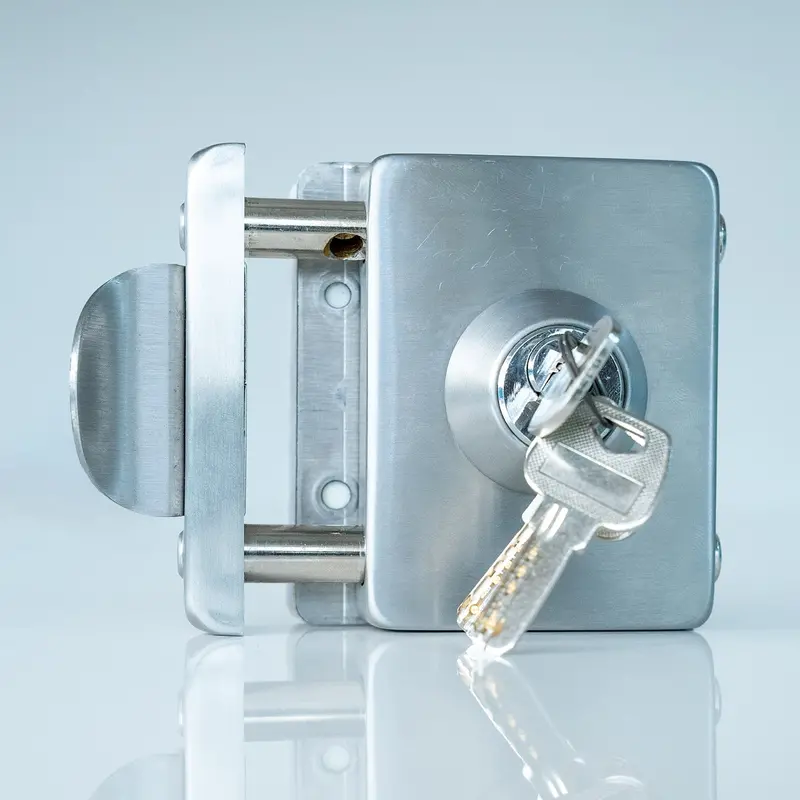 Square Single-Door Lock – No Drilling Required (8–12 Mm Glass), Satin Finish 1