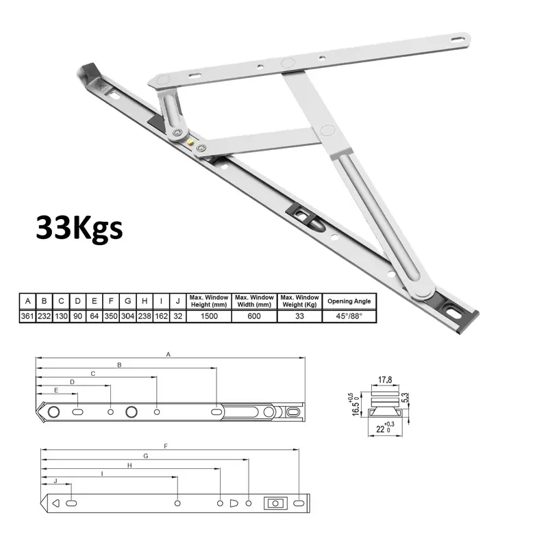 Stainless Steel 304 Friction Projection Hinge – Upvc Windows, Up To 33Kg Load Capacity 1
