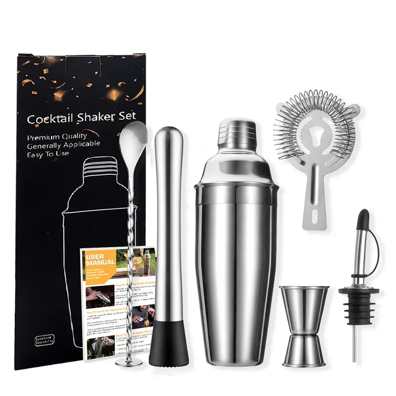 Stainless Steel Bartender’S Cocktail Kit – 6-Piece Shaker Set 1