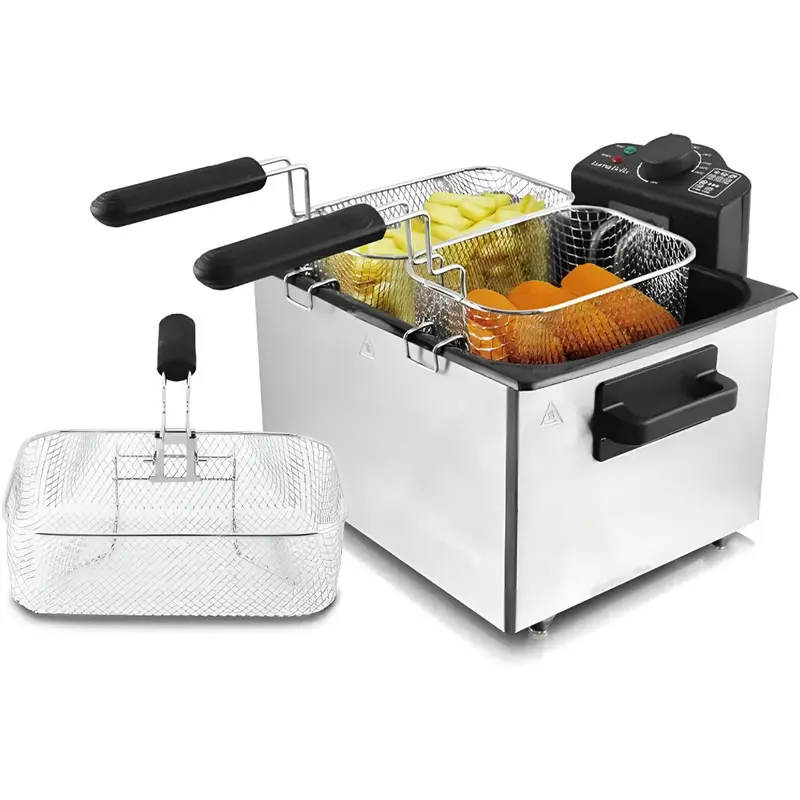 Stainless Steel Deep Fryer – 5L Capacity, 2100W, Adjustable 0–190°C Temperature Control 1