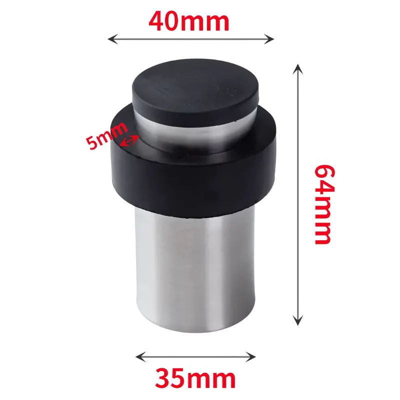 Stainless Steel Door Stop – 1¼" X 63Mm Impact-Dampening Floor Protector (Adhesive Or Screw-Mount) 1