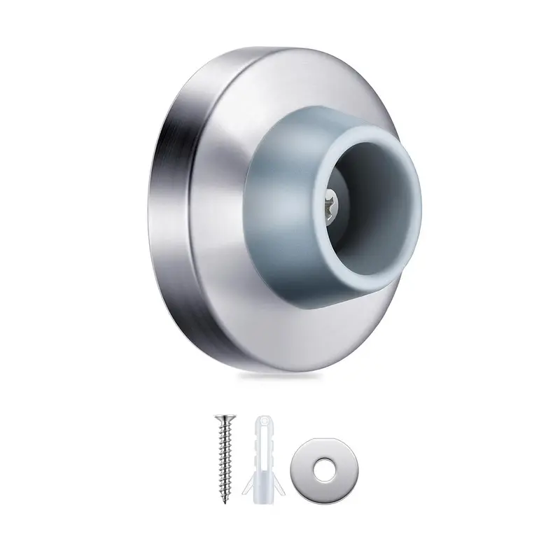 Stainless Steel Door Stopper With Rubber Cushion – Wall-Mounted Floor Protector 1