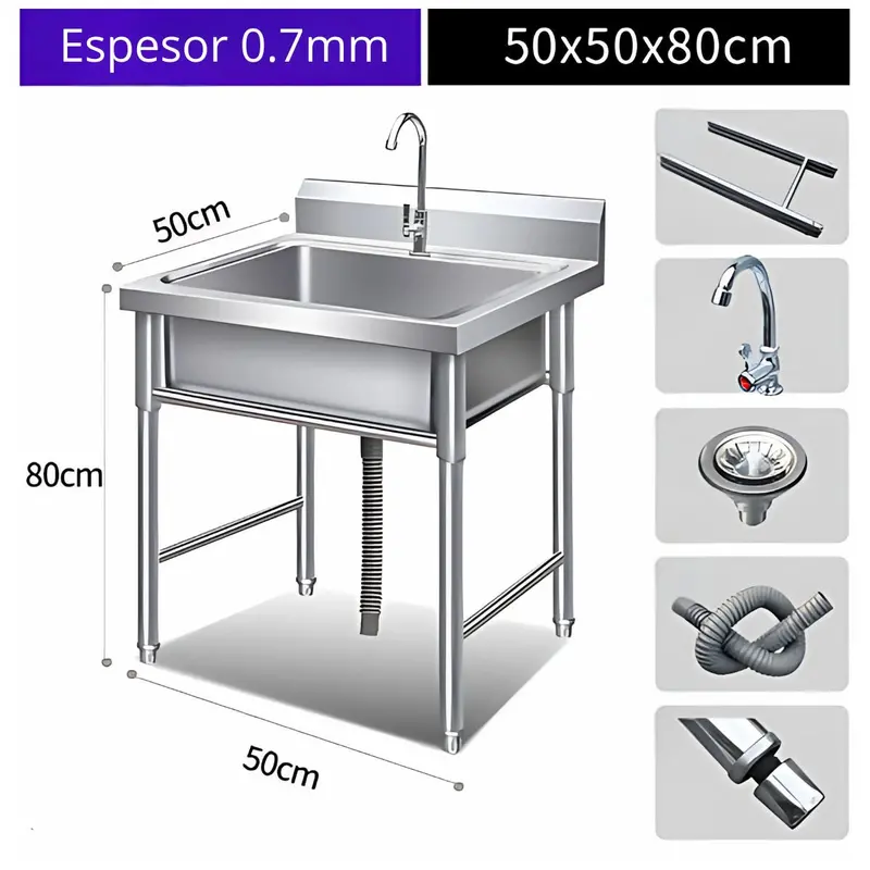 Stainless Steel Industrial Laundry Tub – 50X50X80 Cm, Grade 201, 0.7 Mm Thickness, Commercial Kitchen Use 1