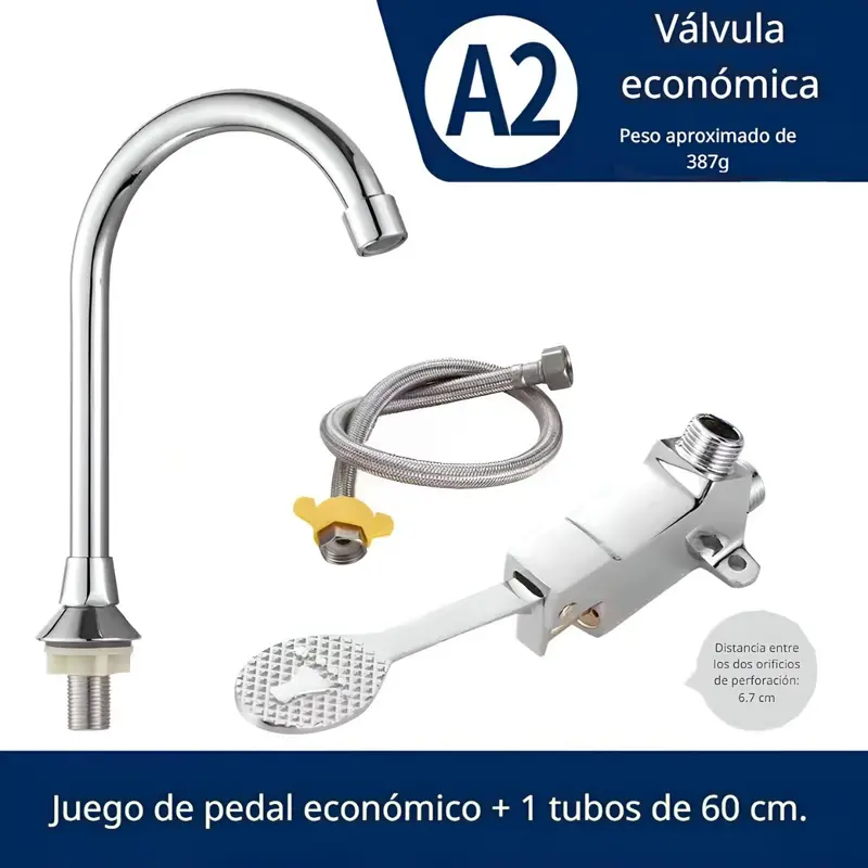 Stainless Steel Touchless Faucet & Foot Pedal Kit – Hands-Free Control System 1