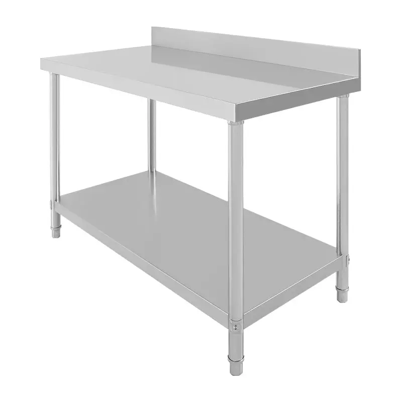 Stainless Steel Workbench – Industrial-Grade Table With Backsplash Guard 1