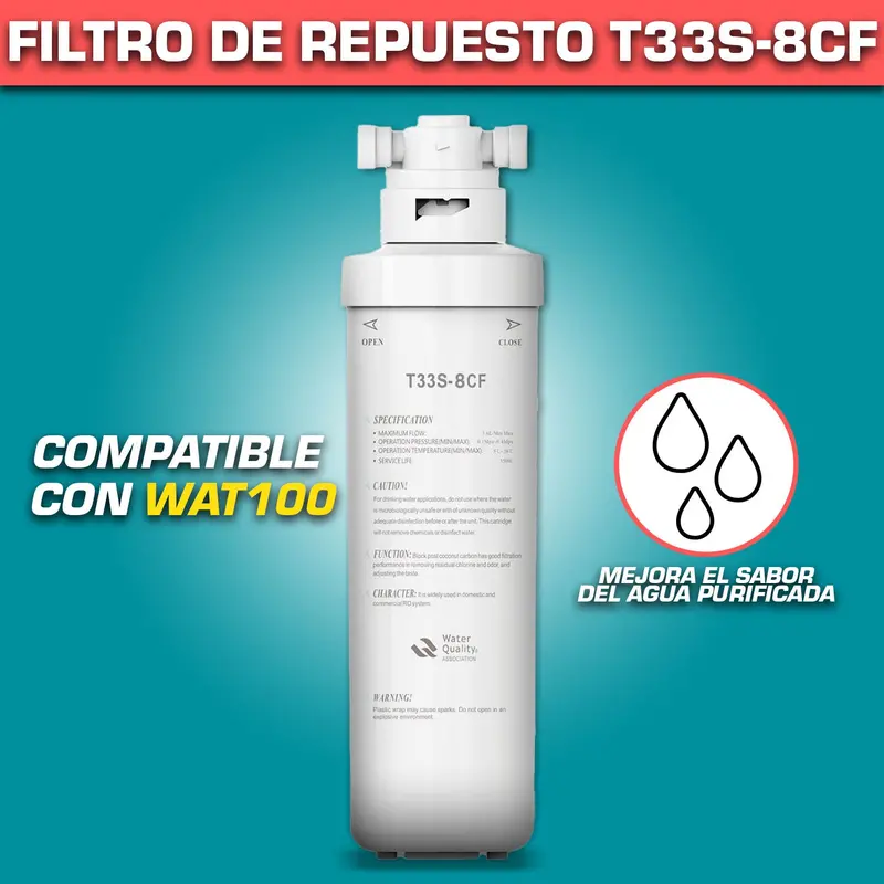 T33S-8Cf Replacement Filter For Wat100 – Recommended Replacement Interval: 6 Months 1