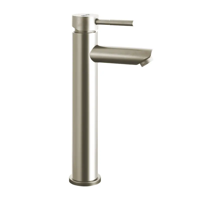 Tall-Profile Bathroom Faucet: Brushed Stainless Steel Single-Handle Basin Mixer For Hot/Cold Water 2