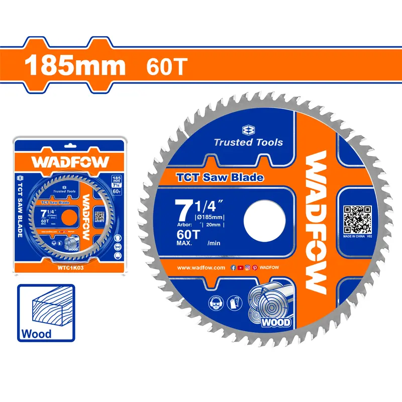 Tct Circular Saw Blade 7-1/4" With 60 Teeth And 16Mm Arbor Reducer – Wood-Cutting Disc For Circular Saws 1